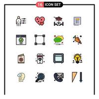 Stock Vector Icon Pack mit 16 Zeilenzeichen und Symbolen für Berichtsbündel Geschenkbuch Abendessen editierbare kreative Vektordesign-Elemente