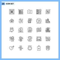 uppsättning av 25 modern ui ikoner symboler tecken för Nej kamera kamera server databas redigerbar vektor design element