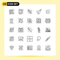 uppsättning av 25 modern ui ikoner symboler tecken för pilar plan text papper plan måltid redigerbar vektor design element