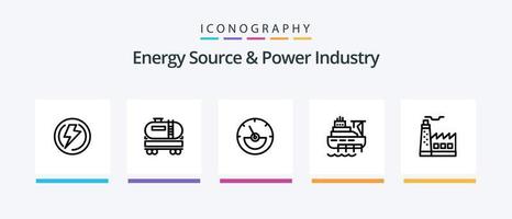 Energiequelle und Energiewirtschaft Linie 5 Icon Pack inklusive Konstruktion. tropfen. Energie. Öl. Benzin. kreatives Symboldesign vektor