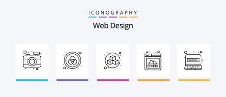 webb design linje 5 ikon packa Inklusive elektronisk. lager. dator. grafisk. kreativ. kreativ ikoner design vektor