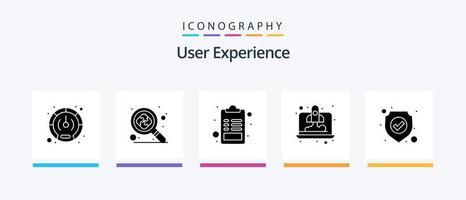 användare erfarenhet glyf 5 ikon packa Inklusive antivirus. raket. pussel. dator. fil. kreativ ikoner design vektor