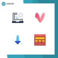 universelle Symbolsymbole Gruppe von 4 modernen flachen Symbolen der App-Pfeilentwicklung Hase voll editierbare Vektordesign-Elemente vektor