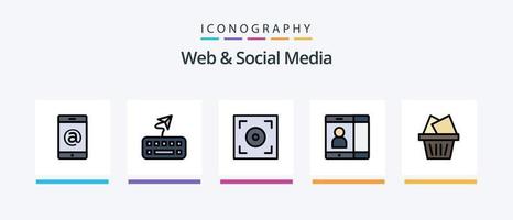 Web- und Social-Media-Linie gefülltes 5-Icon-Paket einschließlich Video. seo. Büro .. kreatives Ikonendesign vektor