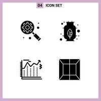 uppsättning av 4 modern ui ikoner symboler tecken för digital marknadsföring begrepp ekonomi energi pilar produktion redigerbar vektor design element