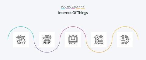 Internet der Dinge Linie 5 Icon Pack inklusive Thermometer. Gesundheitspflege. E-Commerce. Park. Bank vektor