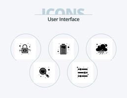användare gränssnitt glyf ikon packa 5 ikon design. väder. moln. kraft. batteri vektor