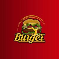 vektor årgång burger märka. hand dragen svartvit snabb mat illustration. bra för logotyp element, affisch, ikon, klistermärke eller märka.