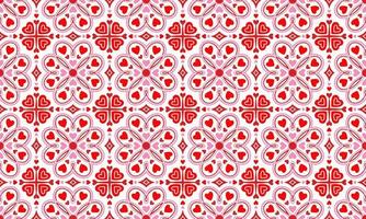 ethnisch abstrakt hintergrund niedlich valentinstag liebe herz blume rot rosa motiv geometrisch tribal folk orientalisch einheimisches muster traditionelles design, teppich, tapete, kleidung, stoff, verpackung, druck, vektor