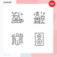 moderner Satz von 4 gefüllten flachen Farben und Symbolen wie Avatar-Geschäftsgelegenheitsprofil Flasche Mann editierbare Vektordesign-Elemente vektor