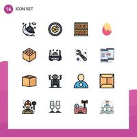 Stock Vektor Icon Pack mit 16 Zeilenzeichen und Symbolen für Ei Osterkuchen Dekoration Haus editierbare kreative Vektordesign-Elemente