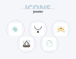 smycke platt ikon packa 5 ikon design. mode. halsband. Smycken. Smycken. diamant vektor