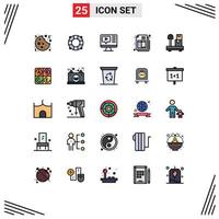 universell ikon symboler grupp av 25 modern fylld linje platt färger av diet paket spela låda e-handel redigerbar vektor design element