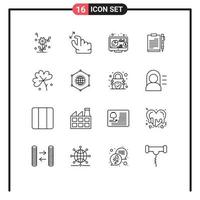 Packung mit 16 modernen Umrisszeichen und Symbolen für Web-Printmedien wie Blattseiten-Investitionsdatei Business editierbare Vektordesign-Elemente vektor