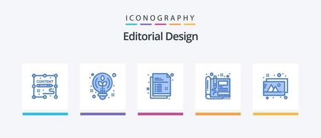 Editorial Design Blue 5 Icon Pack inklusive Design. skizzieren. kreativ. Maschinenbau. Entwurf. kreatives Symboldesign vektor