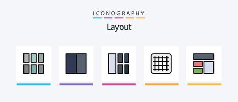 Layoutlinie gefüllt 5 Icon Pack inklusive . Layout. Schnittstelle. Kalender. Layout. kreatives Symboldesign vektor