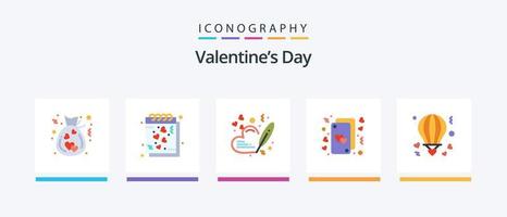 Valentinstag Flat 5 Icon Pack inklusive Liebe. Herzen. romantisch. Herz. Hochzeit. kreatives Symboldesign vektor