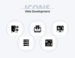 Webentwicklungs-Glyphen-Icon-Pack 5-Icon-Design. Daten. Programm. Web-Statistiken. Entwicklung. Buchseite vektor