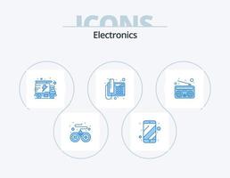 Elektronik blau Icon Pack 5 Icon Design. . Medien. Paket. Kommunikation. Telefon vektor