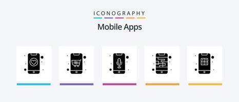 Mobile Apps Glyph 5 Icon Pack inklusive . Karte. Audioerkennung. Bereich. GPS. kreatives Symboldesign vektor