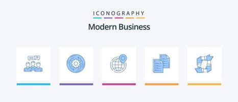 Modern Business Blue 5 Icon Pack inklusive Dokument. Punkt. Unternehmen. Büro. Geschäft. kreatives Symboldesign vektor