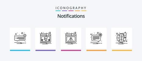 Benachrichtigungszeile 5 Icon Pack einschließlich eines. Benachrichtigung. Handy, Mobiltelefon. ungelesen. Post. kreatives Symboldesign vektor