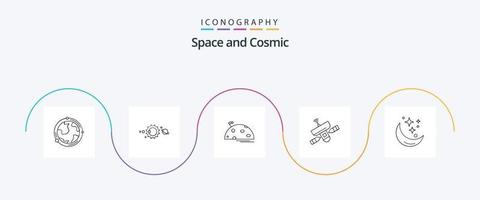Space Line 5 Icon Pack inklusive Radar. Satellit. Sonnensystem. Mars. Mond