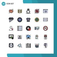 modern uppsättning av 25 fylld linje platt färger pictograph av programvara kodning närvarande app natur redigerbar vektor design element