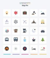 Creative Map Pin 25 Flat Icon Pack wie Geld. Bank. Pflege. Berge. Camping vektor