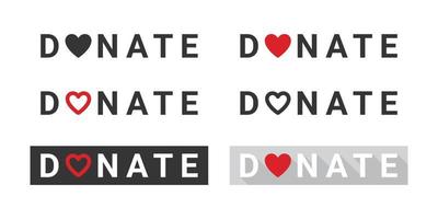 Spendensymbole. Spenden-Buttons. Charity-Icon-Set. Spendenbezogene Zeichen. Vektor-Illustration vektor