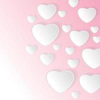 Alla hjärtans dag vektor papper med rosa bakgrund. hjärta design och moln vektorillustration