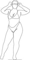 kontinuerlig linje av skön kvinnor i bikini i sommar vektor