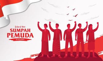 Vektor-Illustration. Selamat Hari Sumpah Pemuda. Übersetzung Happy Indonesian Youth Pledge. geeignet für Grußkarten, Poster und Banner. vektor