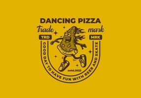 maskottchenillustrationsdesign der tanzenden pizza vektor