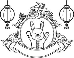 hand gezeichnetes chinesisches neujahr mit kaninchenillustration vektor