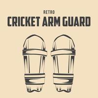 Retro-Cricket-Armschutz-Vektor-Lagerillustration, Retro-Cricket-Ausrüstungsvektor vektor