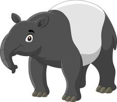 glücklicher Tapir-Cartoon isoliert auf weißem Hintergrund vektor
