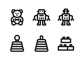 enkel uppsättning av barn leksaker vektor linje ikoner