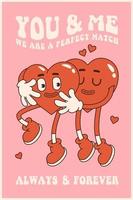 häftig härlig hjärta affisch. kärlek begrepp. Lycklig valentines dag hälsning kort. rosa och röd färger. vektor