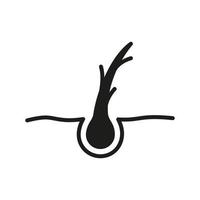 Haarspliss-Silhouette-Symbol. Schaden Follikel schwarzes Piktogramm. Symbol für das Problem mit der Haarzwiebel. isolierte vektorillustration. vektor