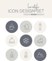 Linestyle-Icon-Design-Set Winter vektor