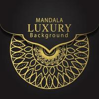 lyx mandala gyllene med en svart bakgrund elegant design för årsdag inbjudan henna vektor