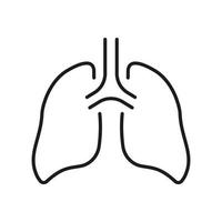 mänsklig lunga linje ikon. bronker och trakea andetag systemet piktogram. friska bronkial respiratorisk organ översikt ikon. lunginflammation andning sjukdom. redigerbar stroke. isolerat vektor illustration.