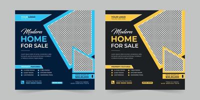 immobilienhausverkauf und hausmiete werbung modernes quadratisches social media post banner set für digitale marketingagentur, elegantes unternehmensförderungsvorlagendesign vektor