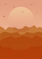 landskap estetisk öken- Australien affisch. modern boho bakgrund med Sol och sanddyner, minimalistisk vägg dekor. vektor konst skriva ut