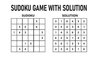 sudoku spel med lösning. sudoku pussel spel med tal. kan vara Begagnade som ett pedagogisk spel. logik pussel för barn eller fritid spel för vuxna. vektor