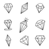 Doodle Hand Draw Diamond Set, Vektor-Illutration. vektor