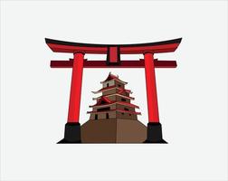 japanische Schlossvektorillustration auf weißem Hintergrund vektor