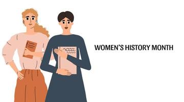 Banner für den Monat der Frauengeschichte. vektorillustration im handgezeichneten stil vektor