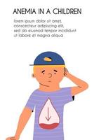 barnet lider av hypoglykemi. en tonåring med symtom på lågt blodsocker. vektor illustration i platt stil